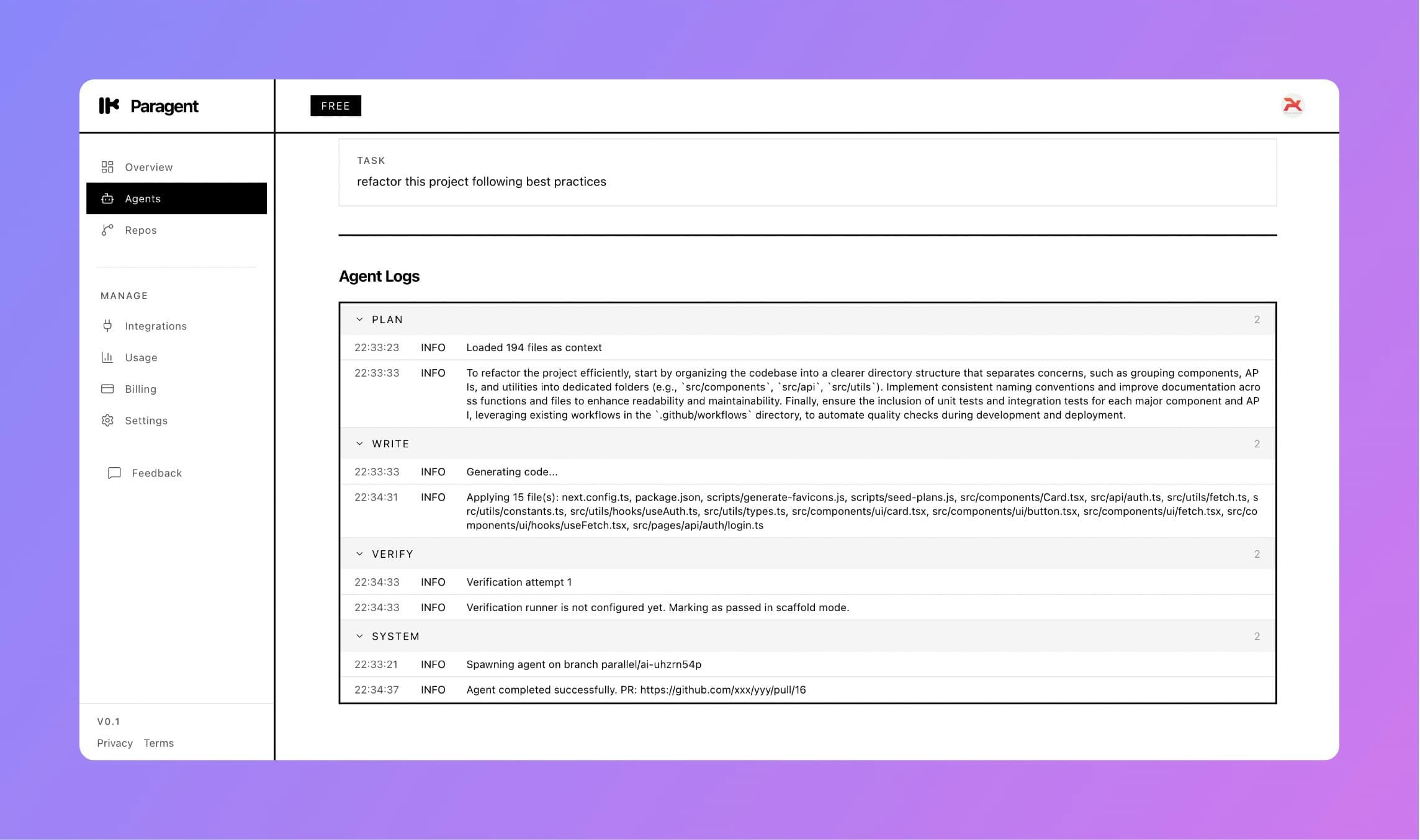 Paragent screenshot 2