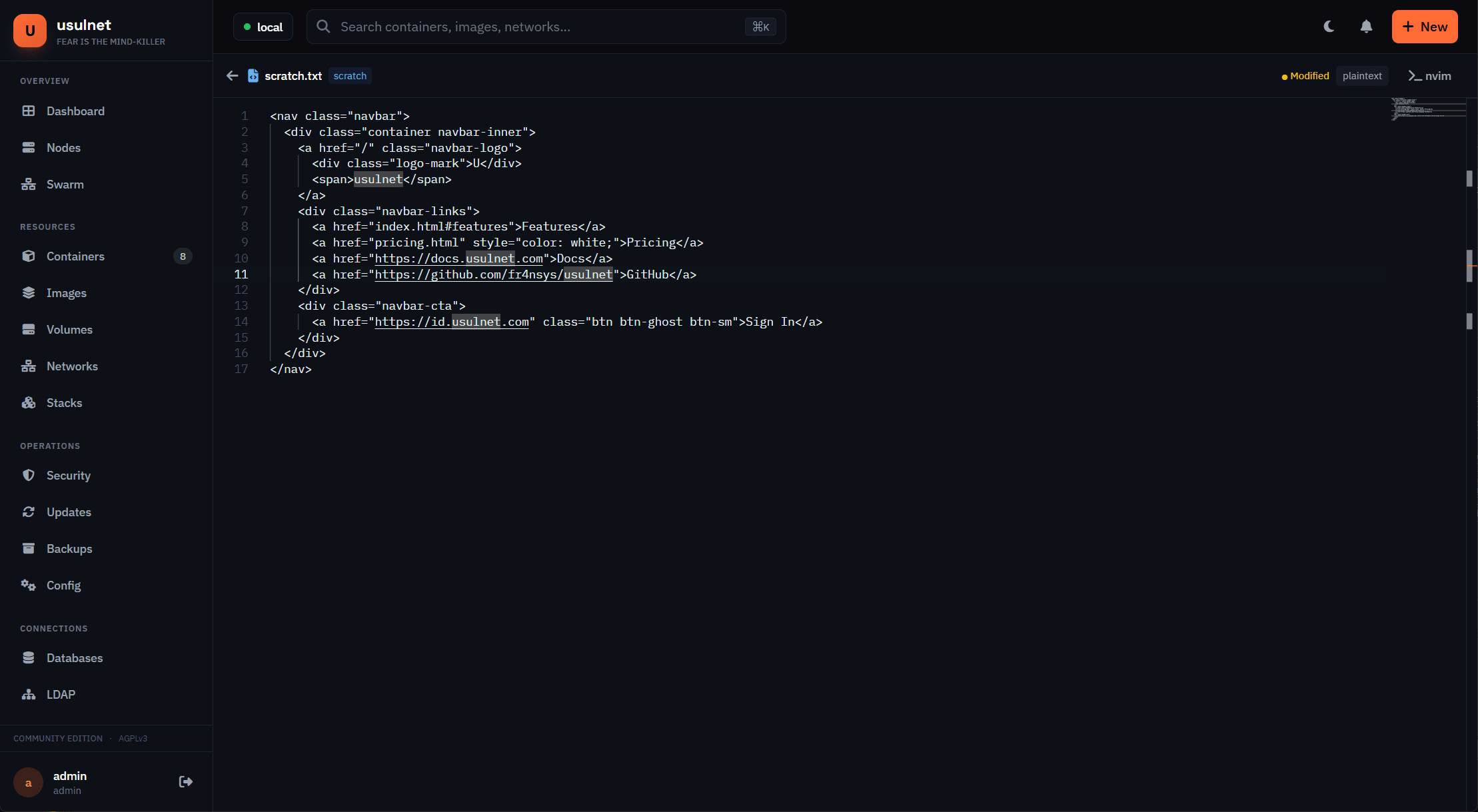 usulnet — DevOps & SysAdmins UI screenshot 38