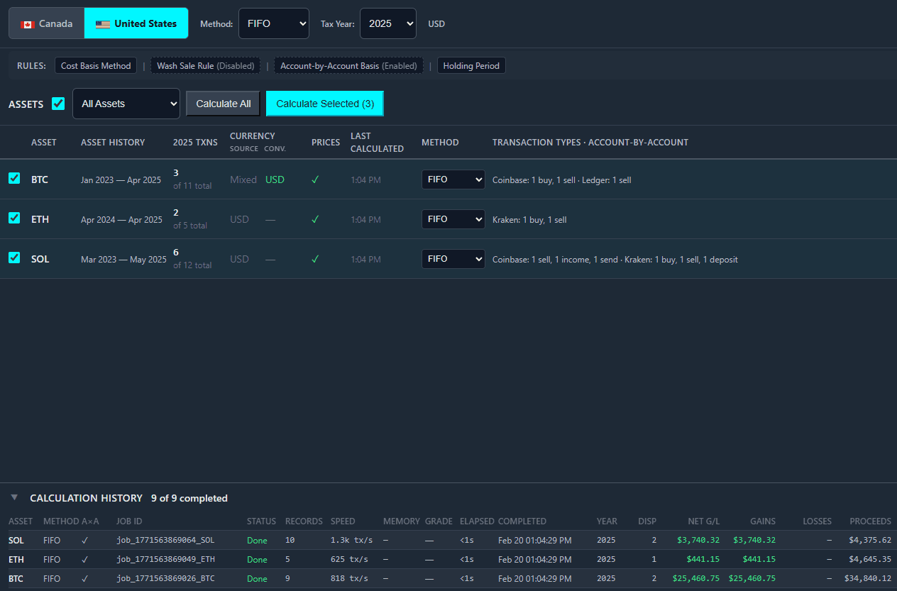 Private, offline Crypto Tax Calculator screenshot 1