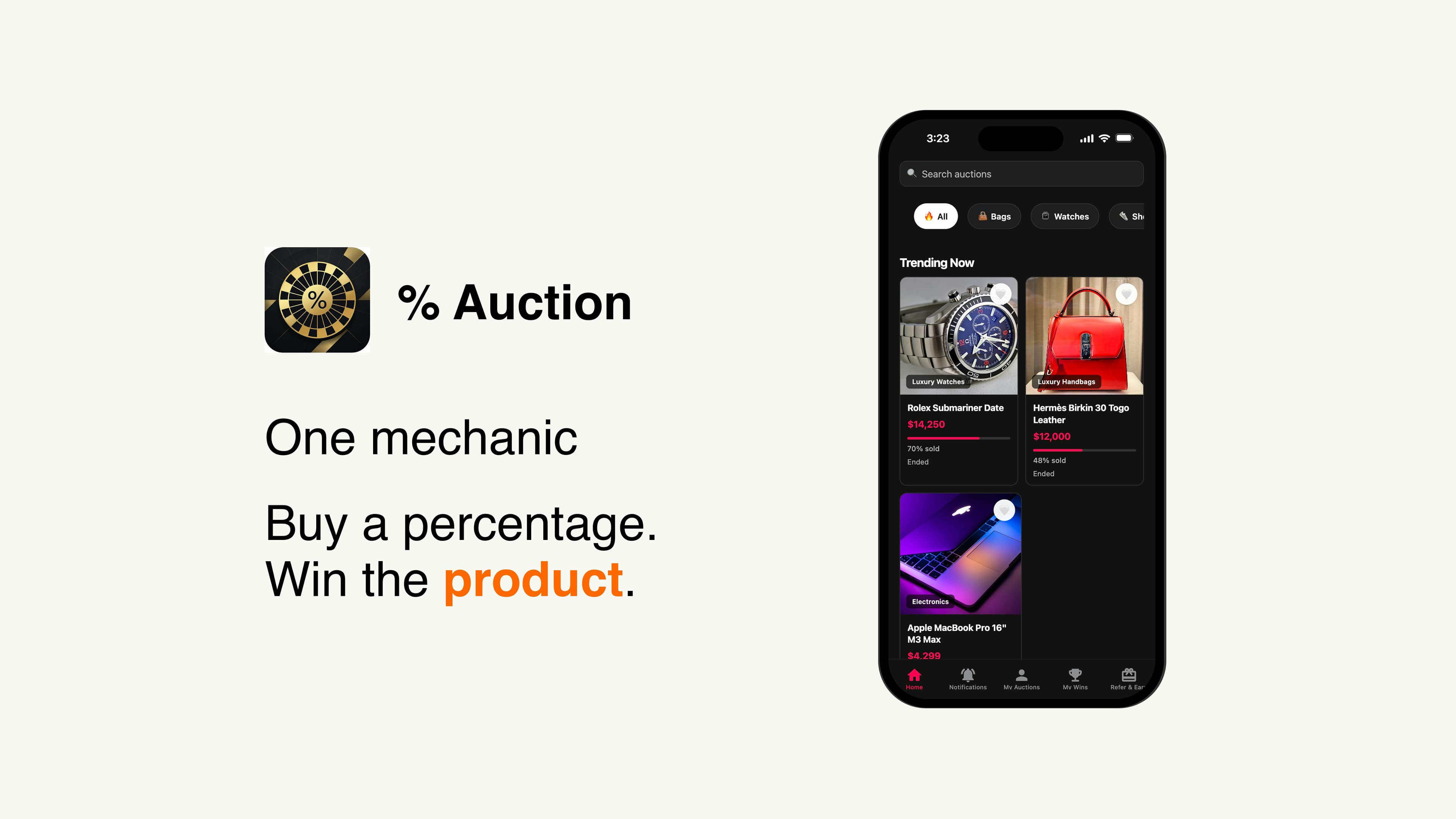 % Percent Auction — Win Luxury Products screenshot 1