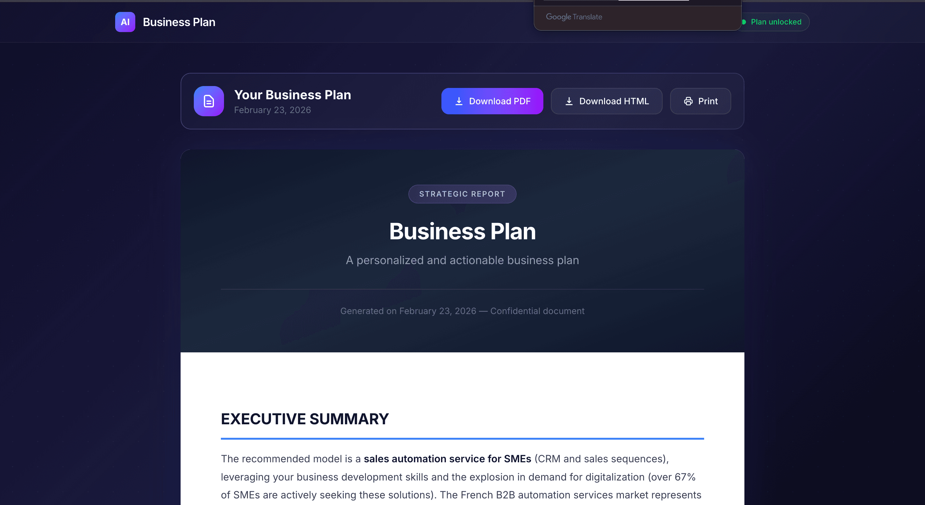 AI Business Plan screenshot 5
