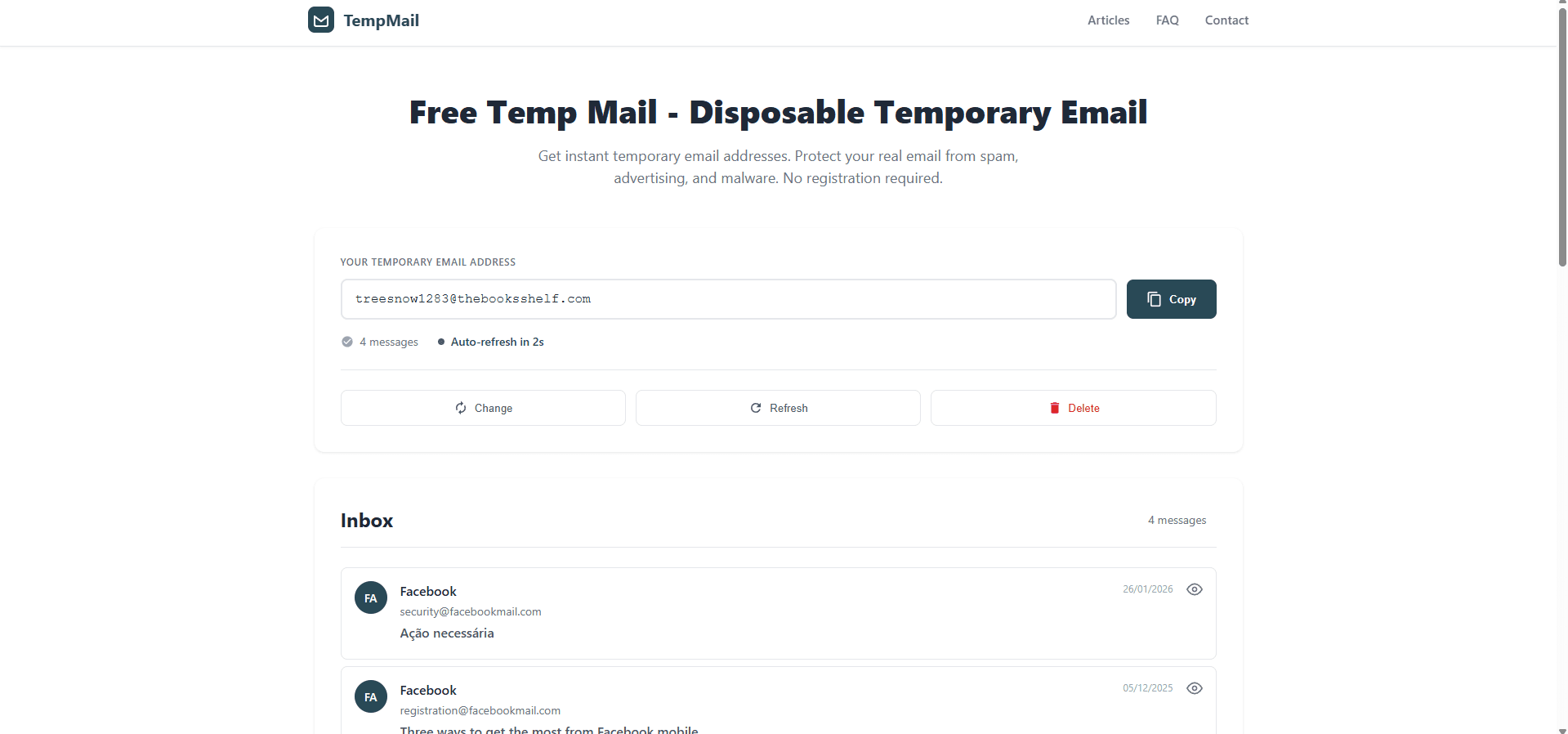 TempMail.website screenshot 1