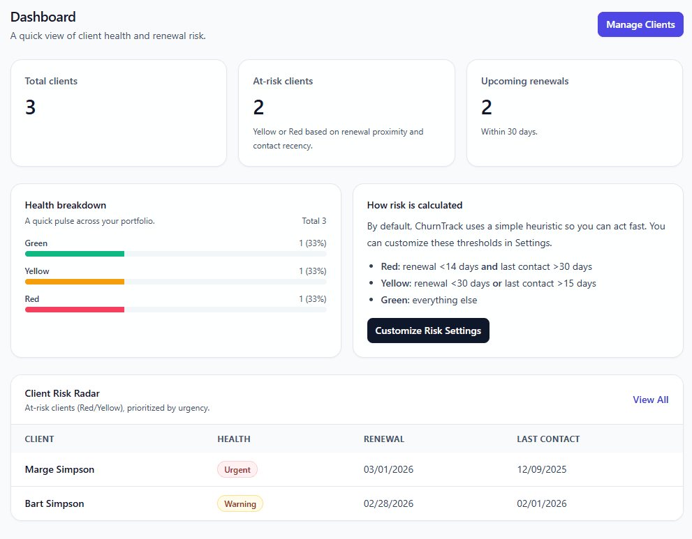 ChurnTrack screenshot 1