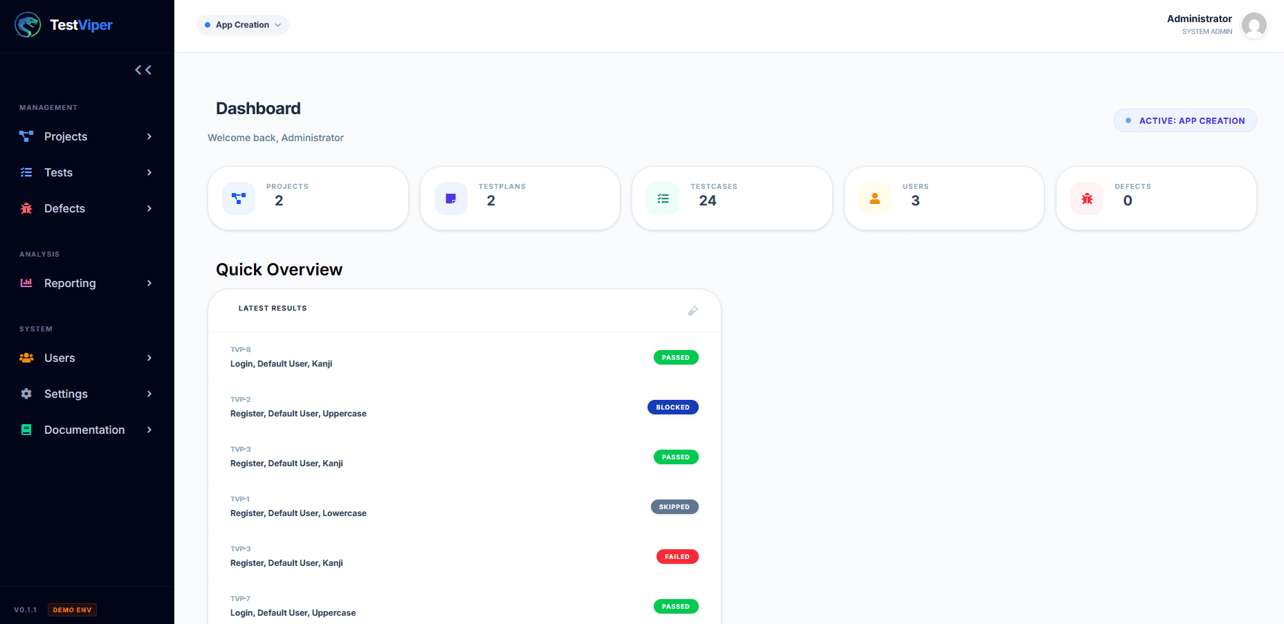 Test Viper screenshot 1