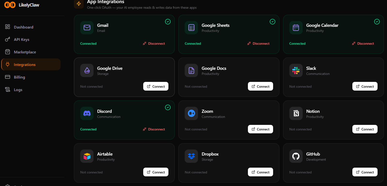 Likelyclaw : AI Employee running 24/7 screenshot 3