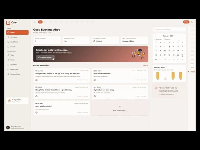 CalmDiary screenshot 1