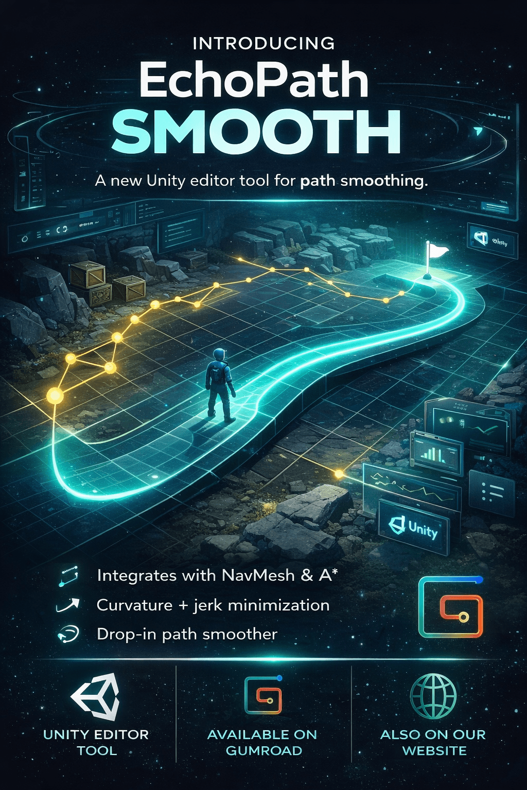 Drop-in path smoothing for NavMesh & A* screenshot 2