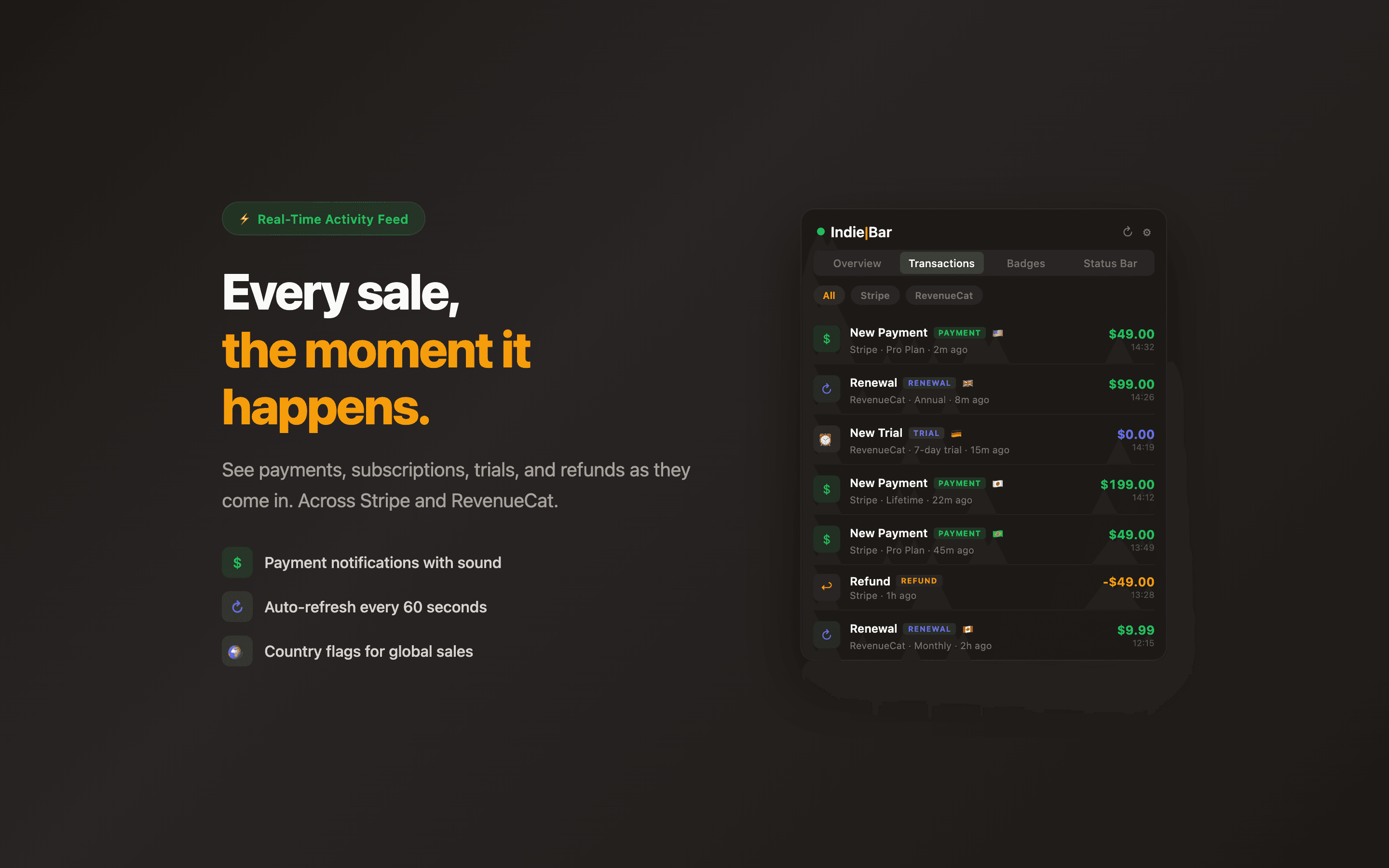 IndieBar - Revenue Tracker screenshot 3