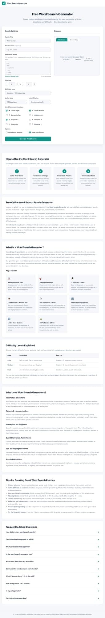 Word Search Generator screenshot 1