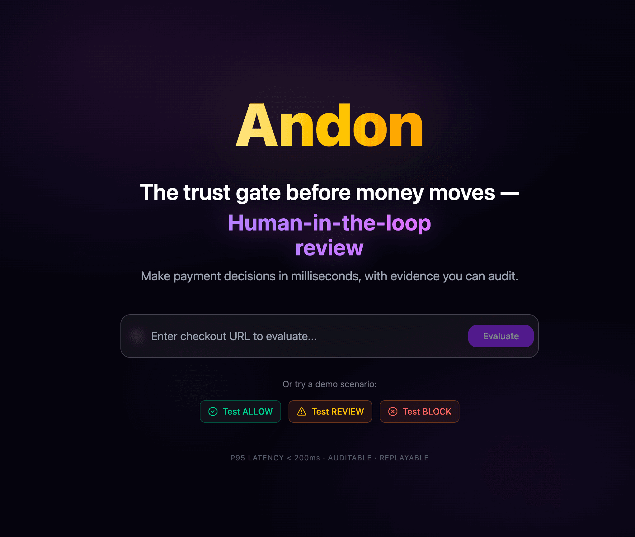 Andon — Trust Gate for AI Agents screenshot 1