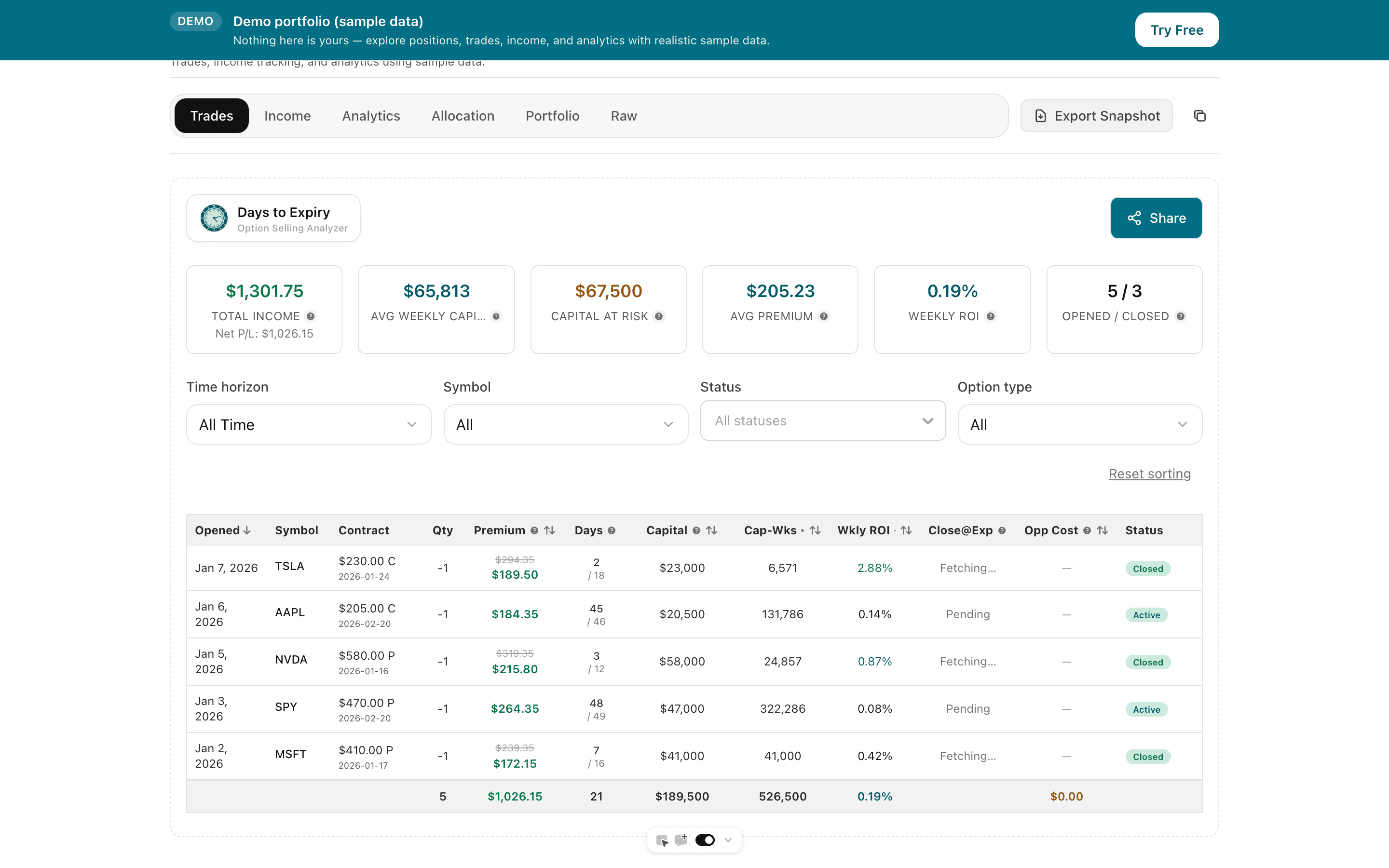 Days to Expiry — Option Selling Analyzer screenshot 6