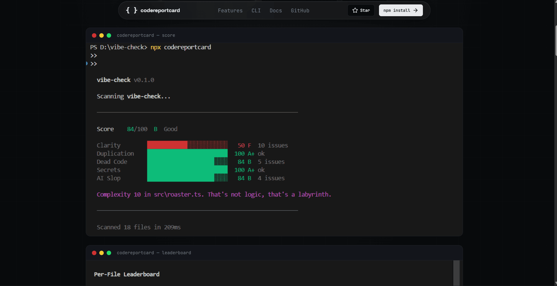 Codereportcard screenshot 4