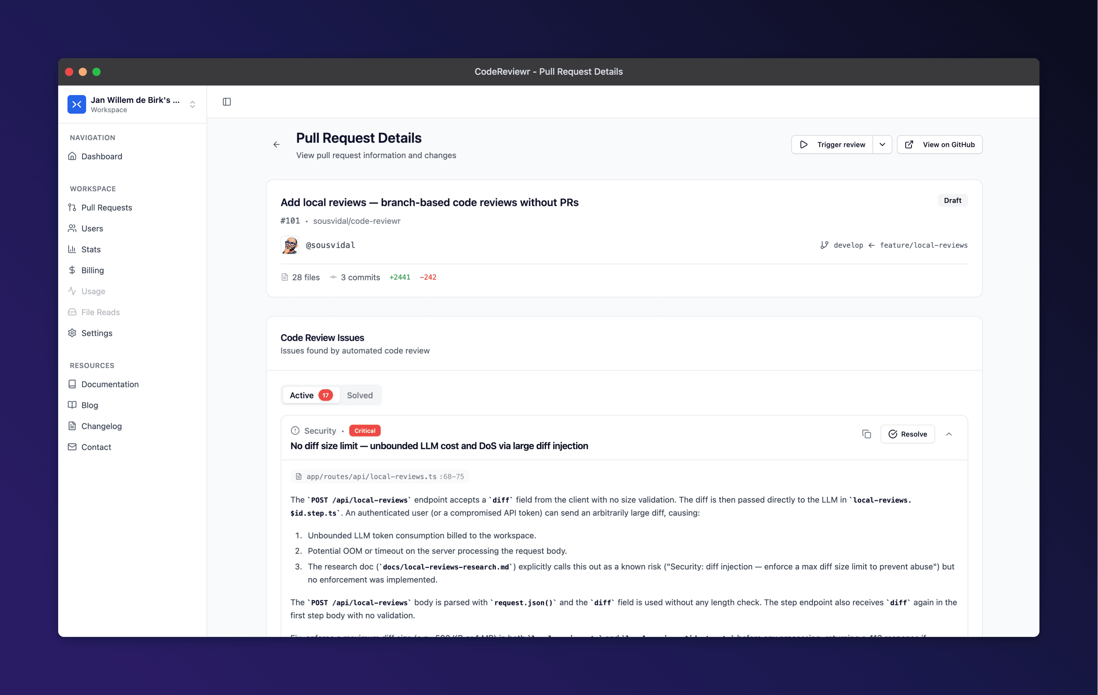 CodeReviewr screenshot 2