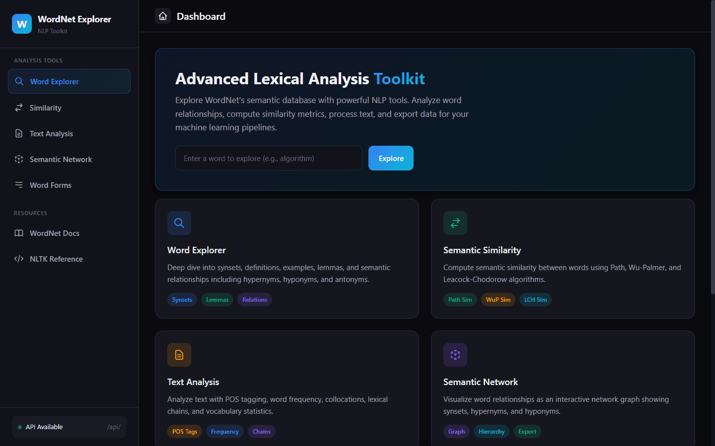 WordNet Explorer: NLP Toolkit screenshot 1