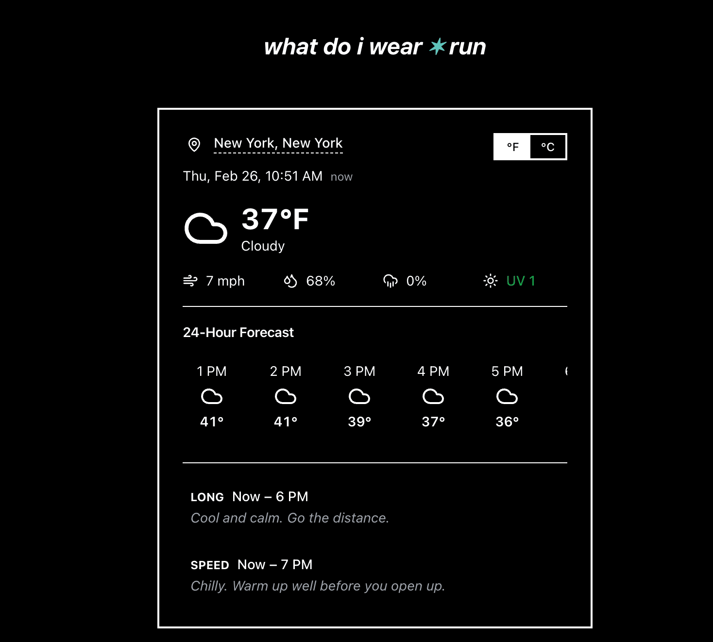 whatdoiwear.run screenshot 2