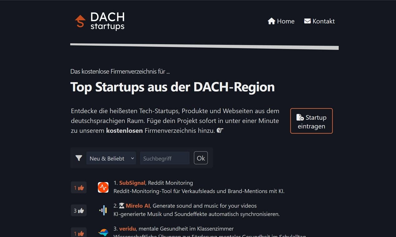 DACHstartups screenshot 1