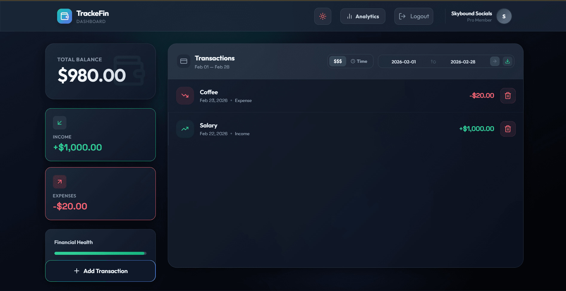TrackeFin screenshot 1