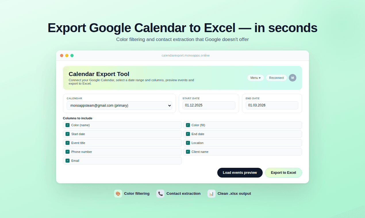 Calendar Export Tool screenshot 2