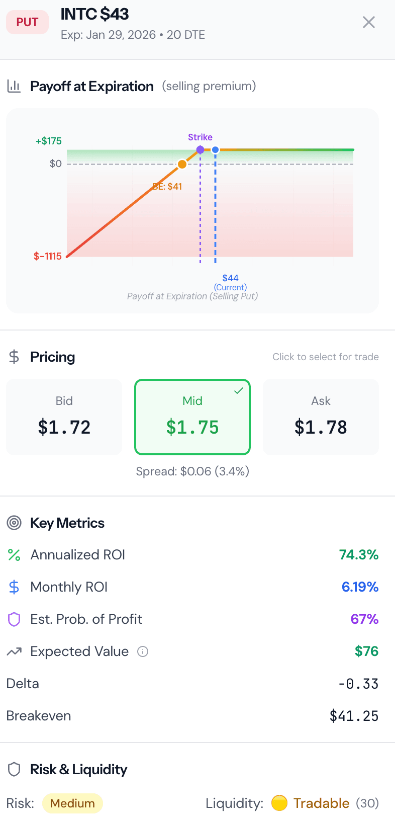 Optioneer screenshot 2