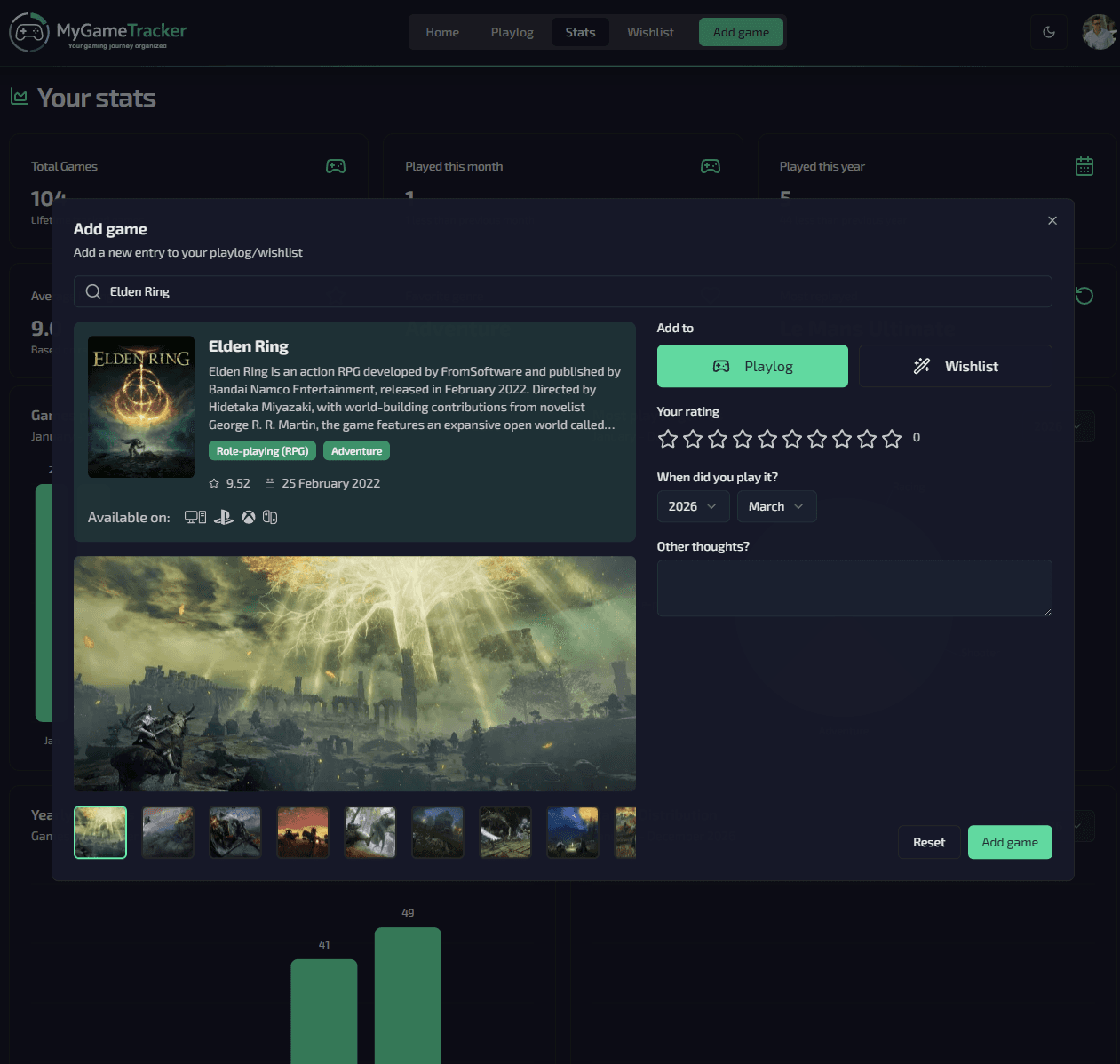 mygametracker.com screenshot 2