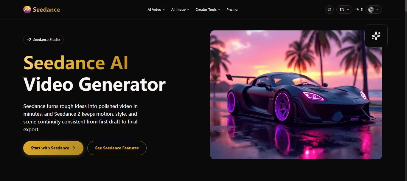 Seedance AI video creator screenshot 1