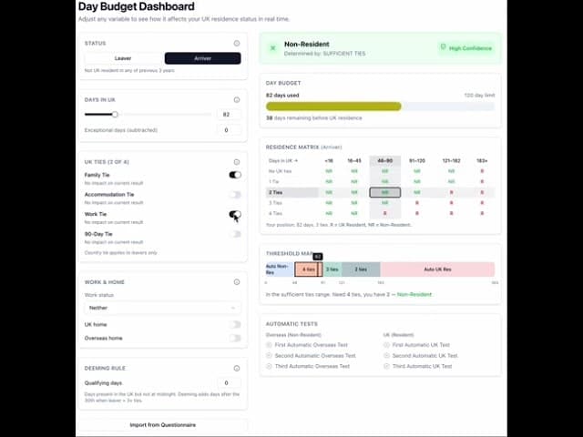 UK Tax Residence Calculator screenshot 1