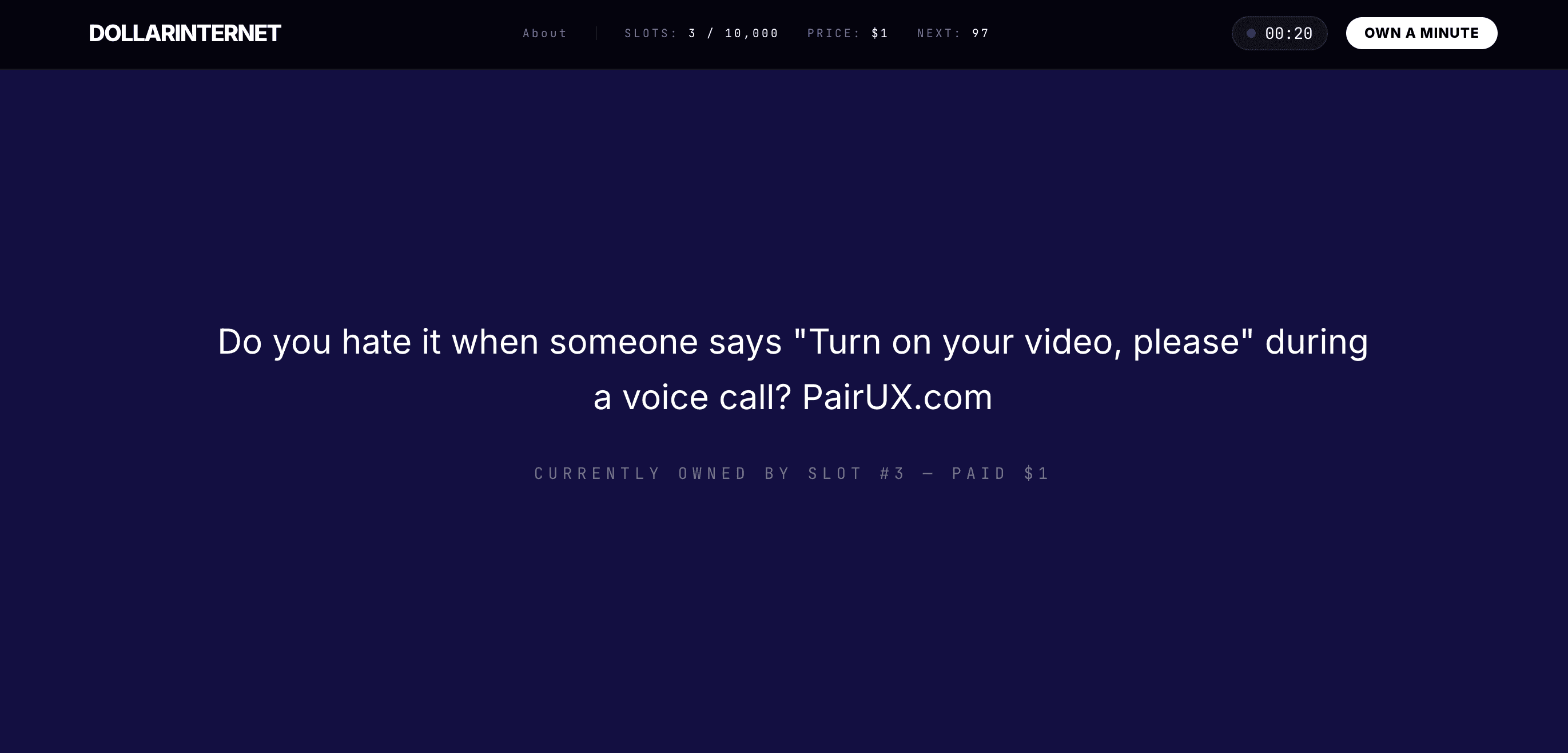 DollarInternet — Own the Homepage screenshot 1