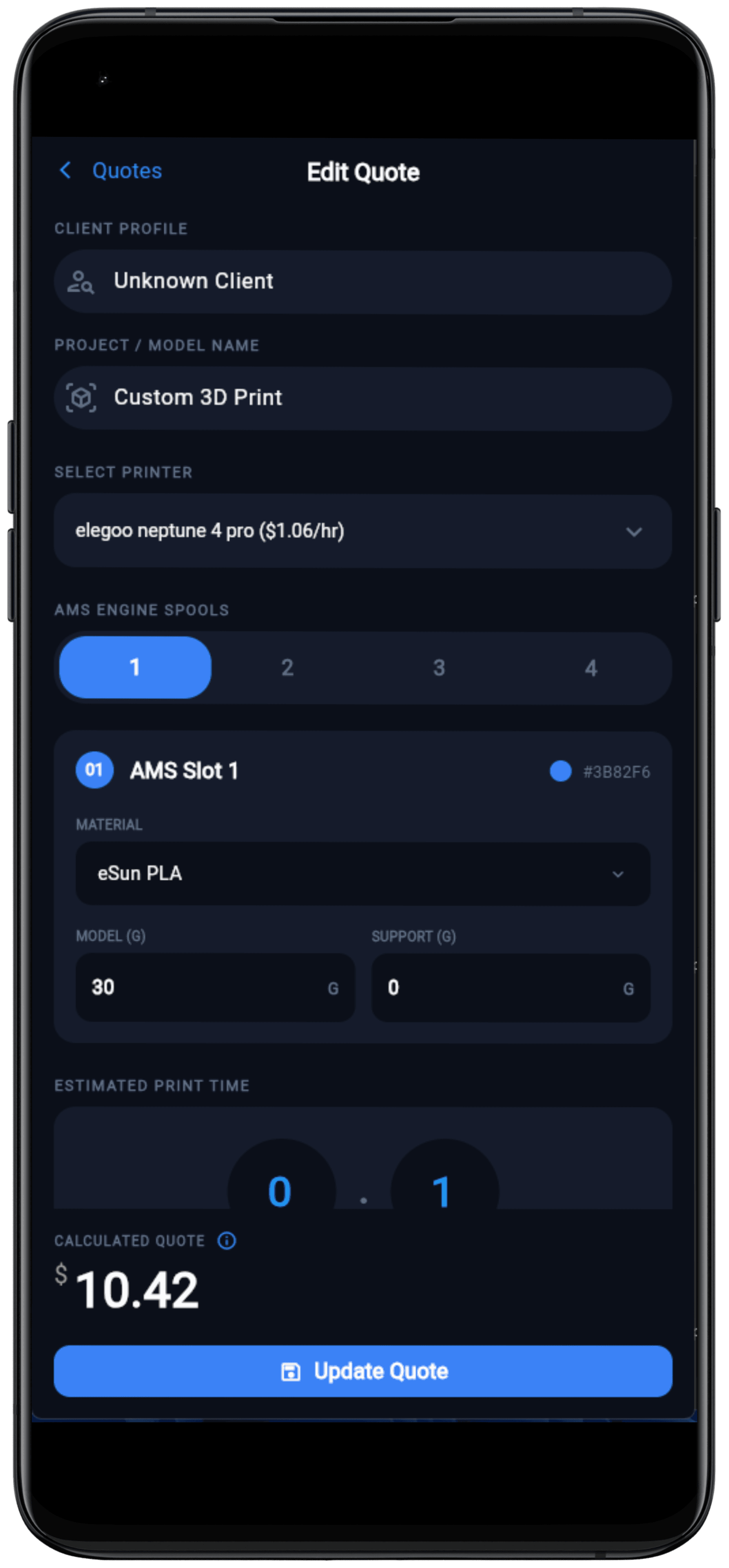 3D Print Pro: Cost & Fleet Manager screenshot 2