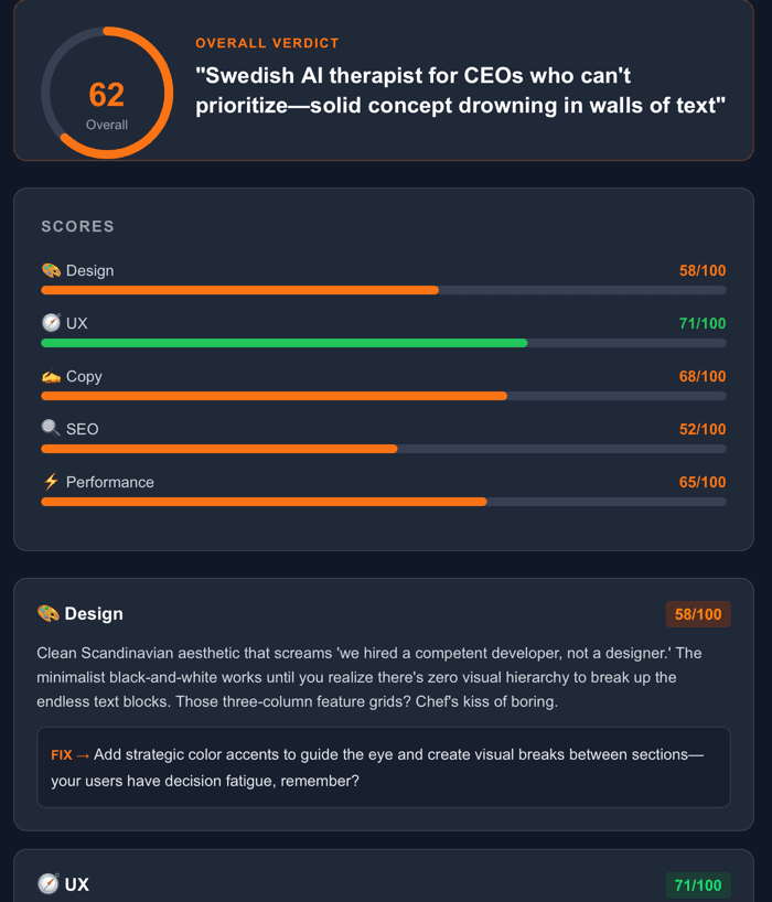 RoastMySite screenshot 2