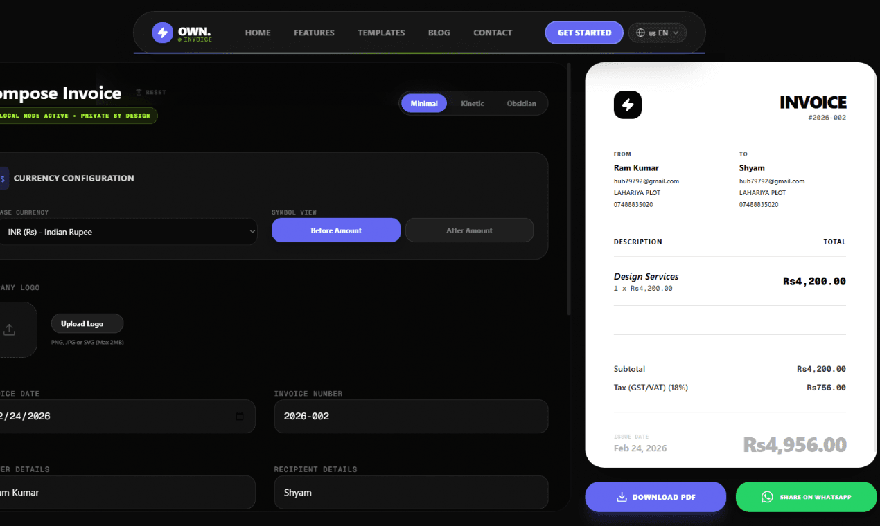 Invoice Generator screenshot 2