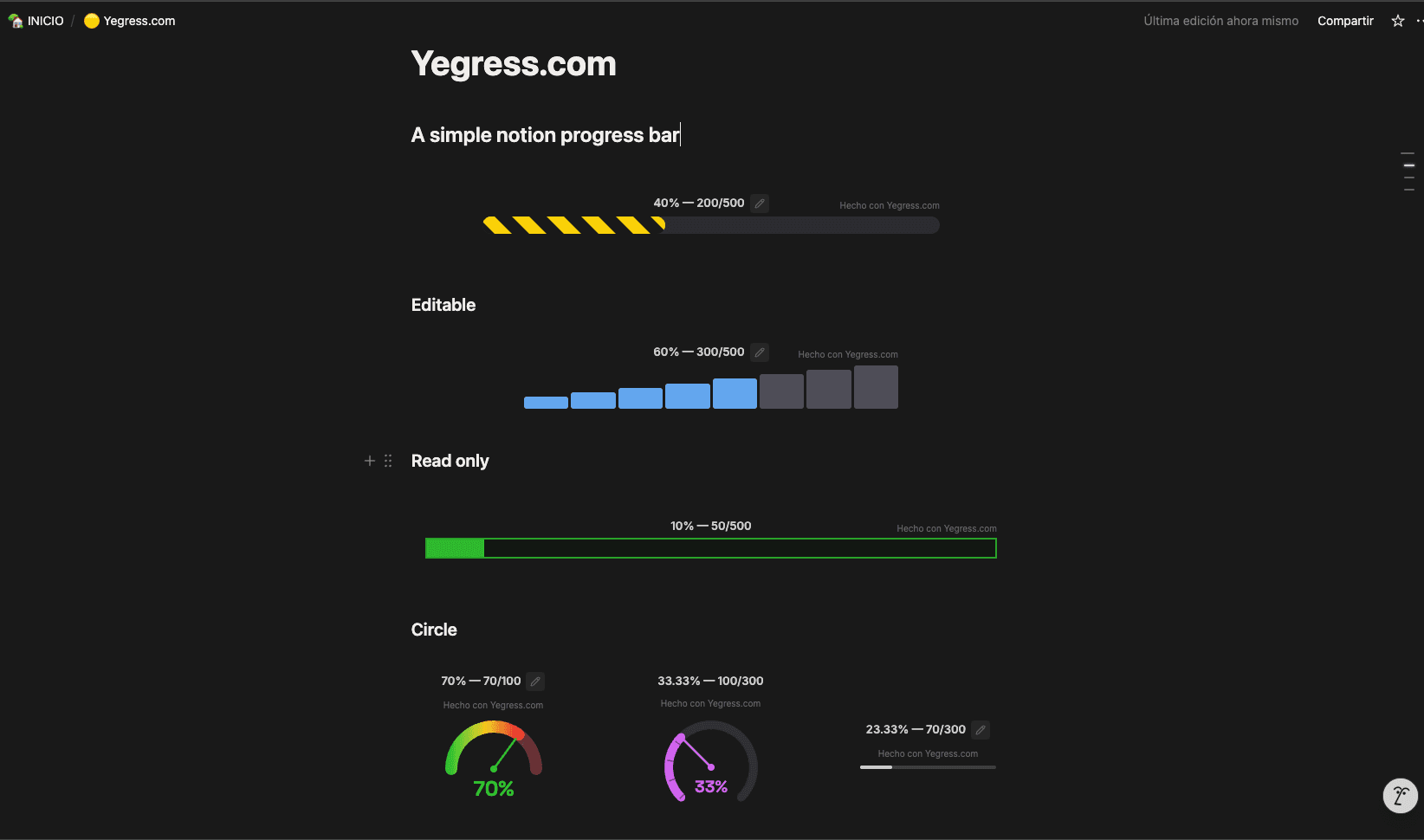 Yegress: Simple progress bars for Notion screenshot 4