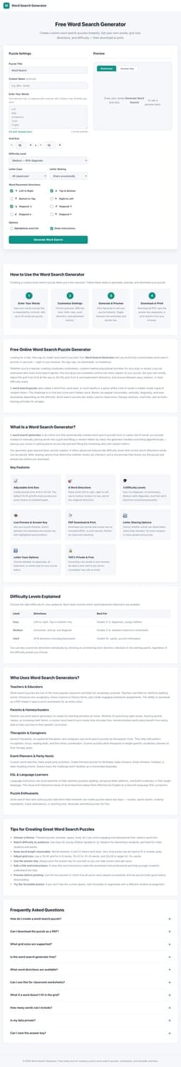 Word Search Generator