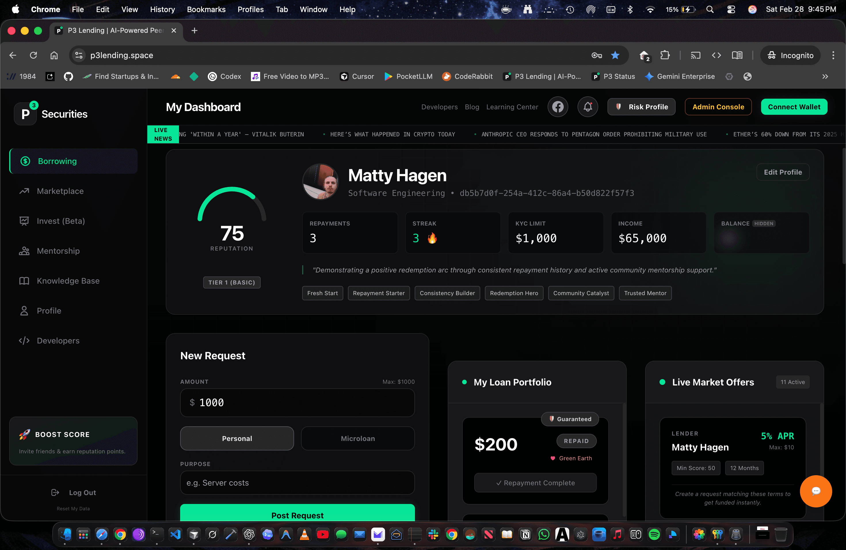 P3 Developer Dashboard screenshot 3