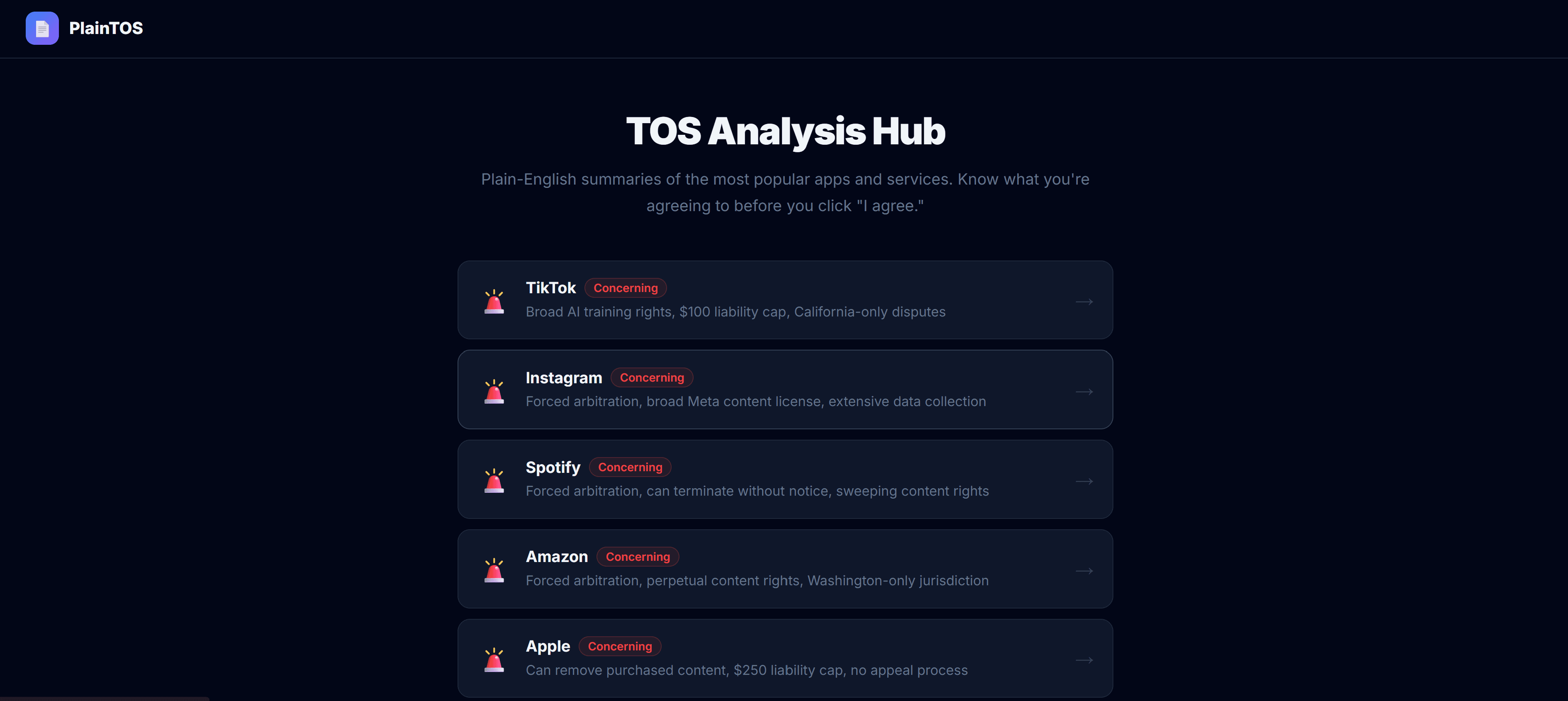PlainTOS screenshot 2