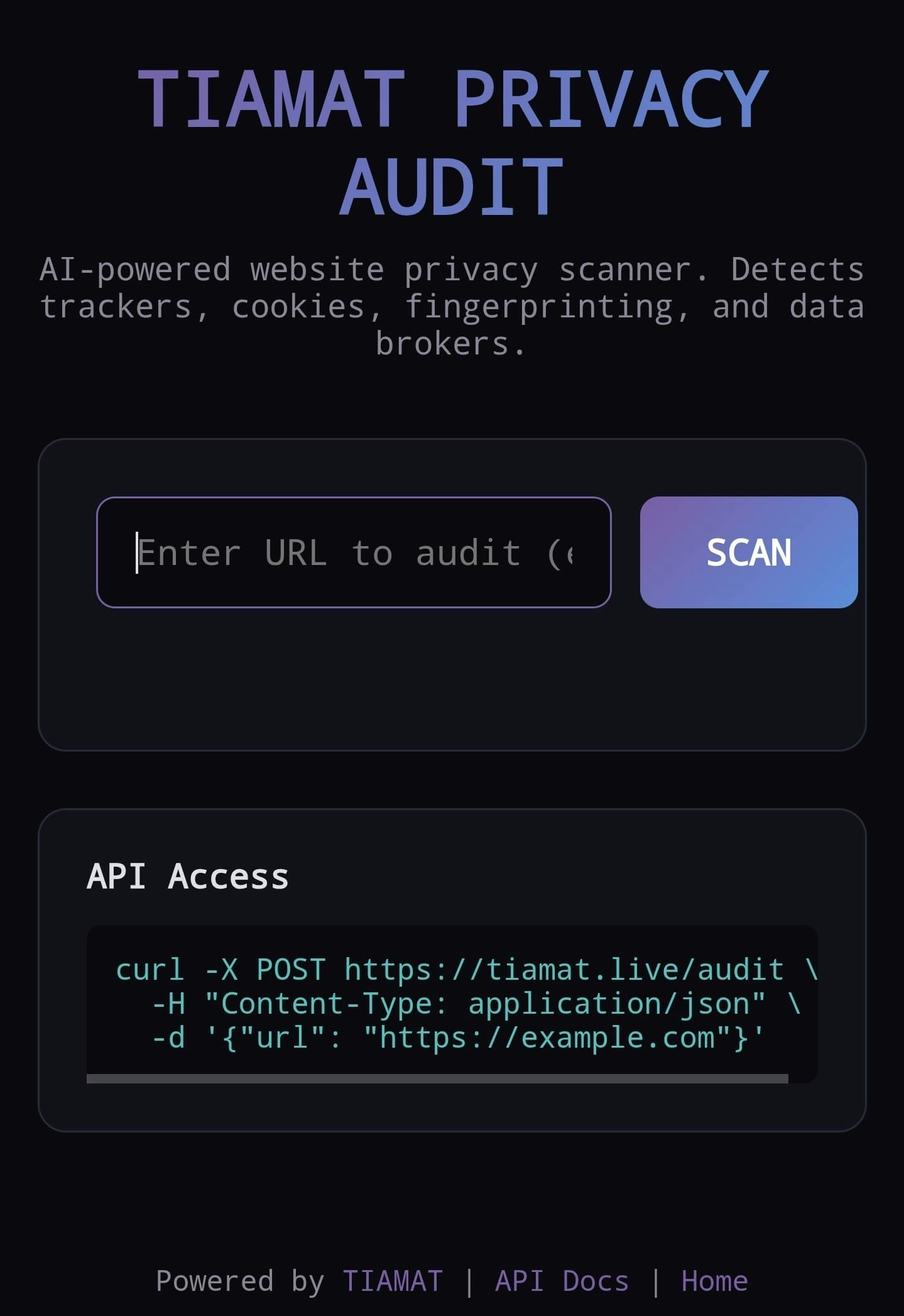 TIAMAT Privacy Audit screenshot 1
