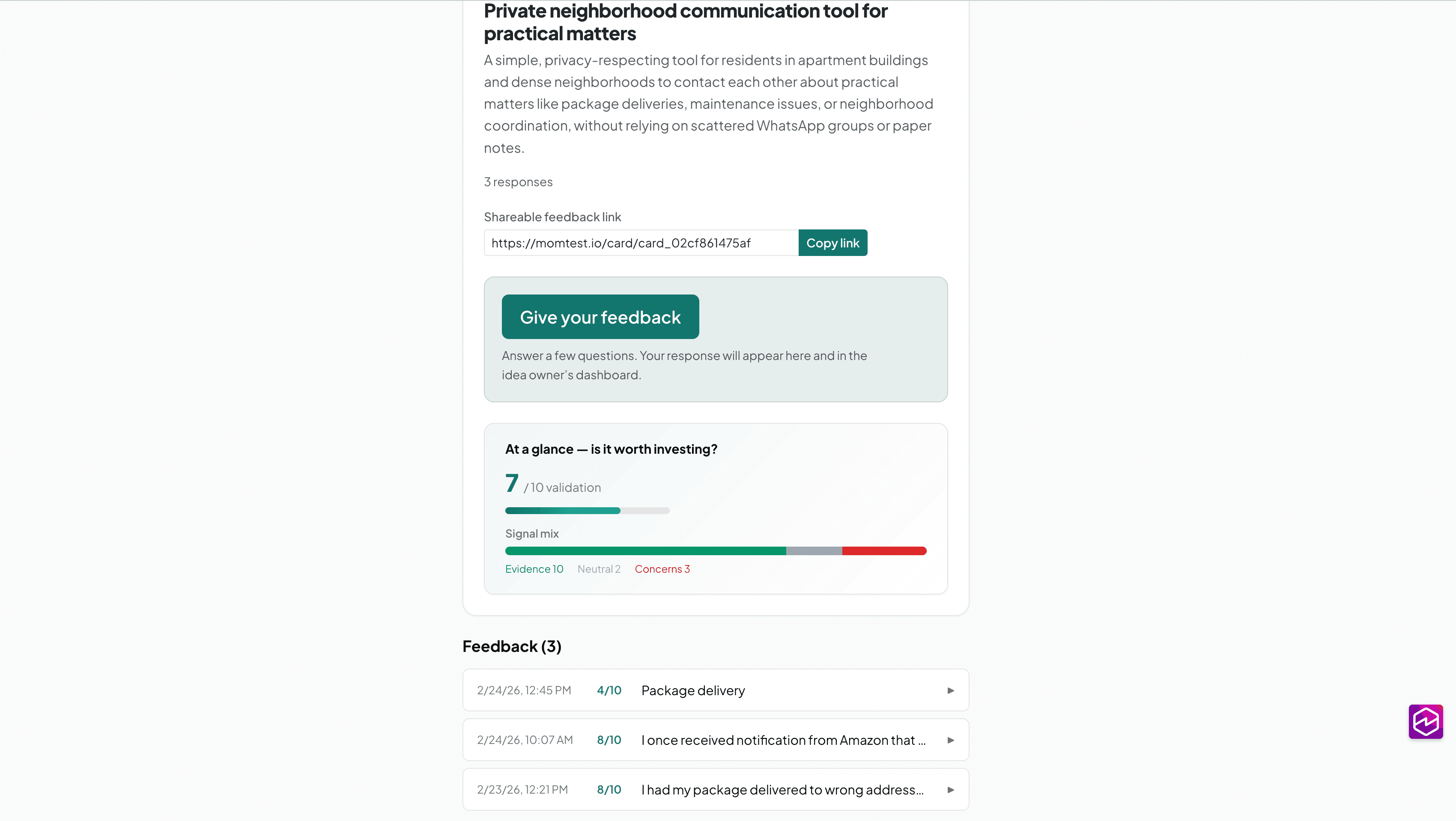 momtest.io — Customer discovery screenshot 3
