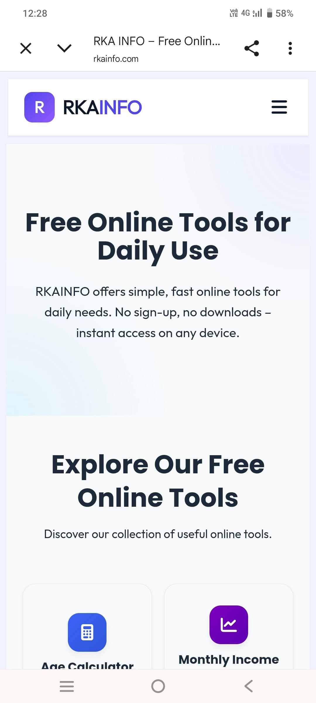 RKA INFO – Free Online Tools screenshot 1