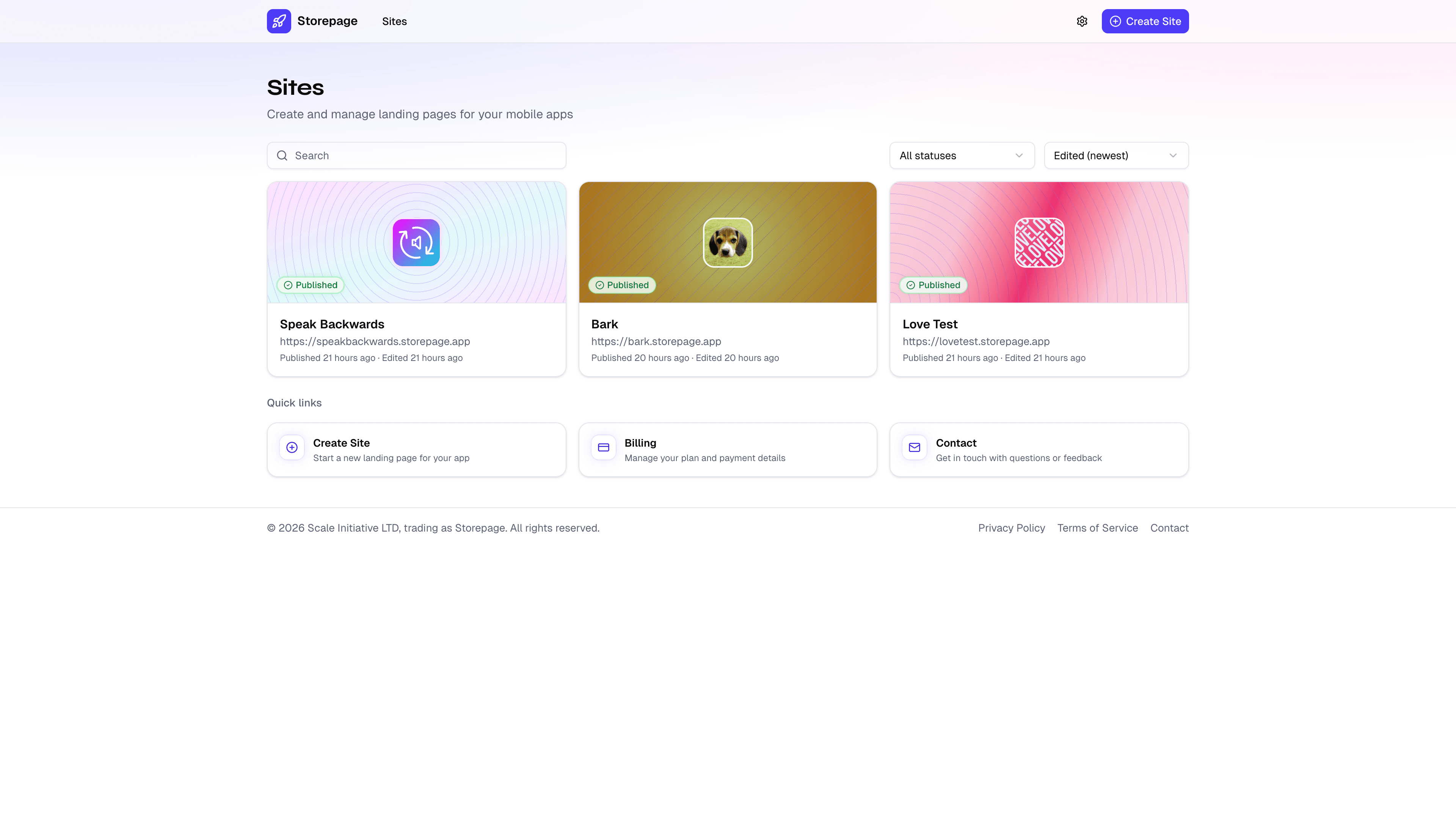 Storepage screenshot 2