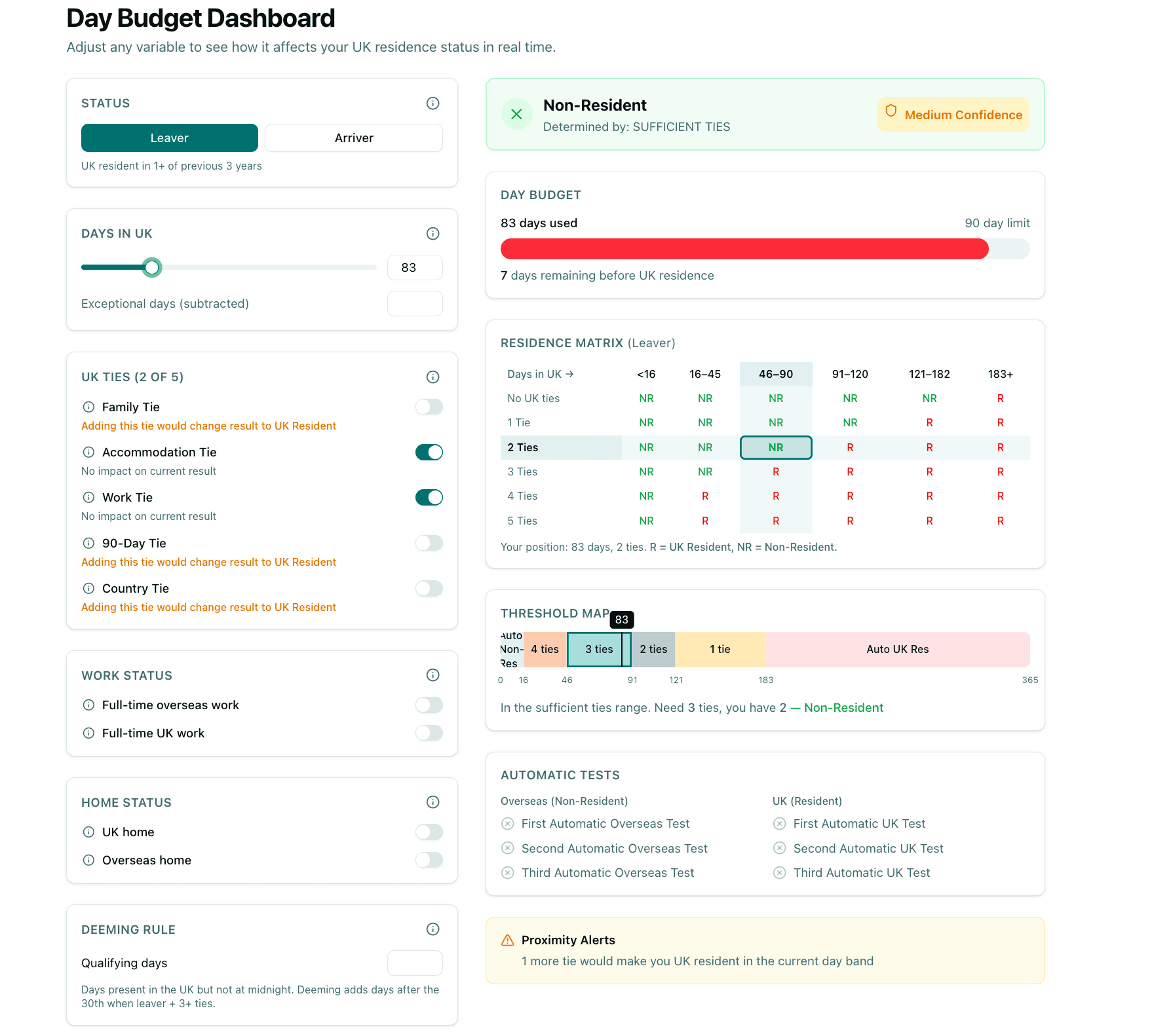 UK Tax Residence Calculator screenshot 2