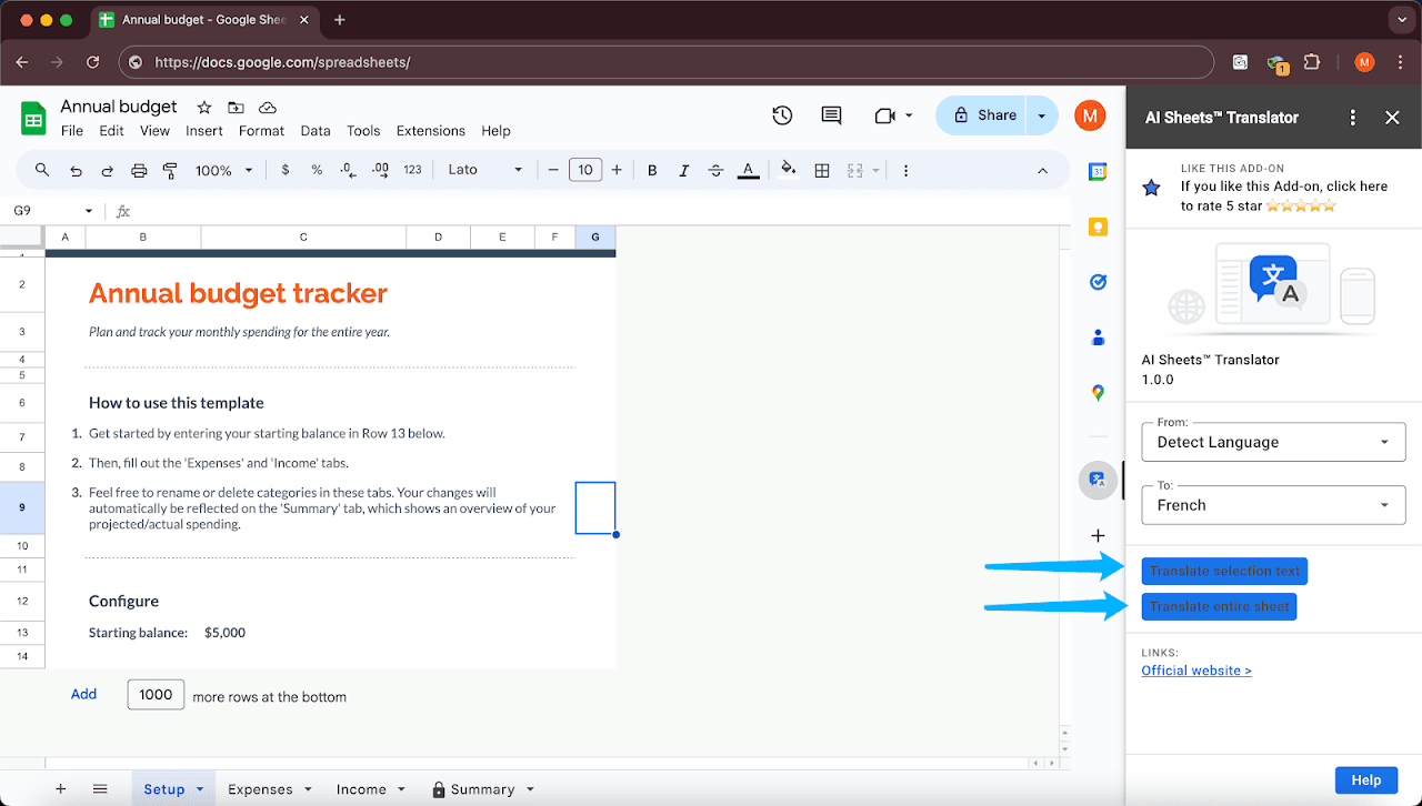 AI Sheets Translator screenshot 3
