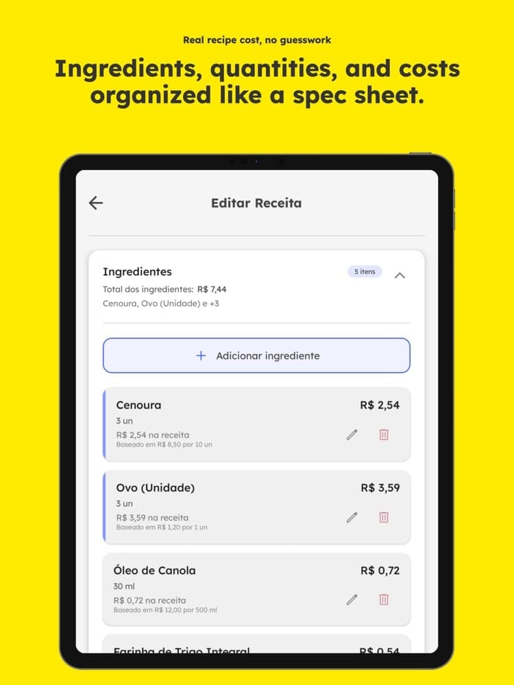 Custo e Preço de Receitas screenshot 1