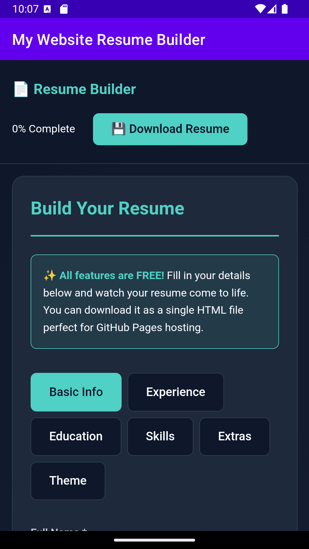 My Website Resume Builder screenshot 4
