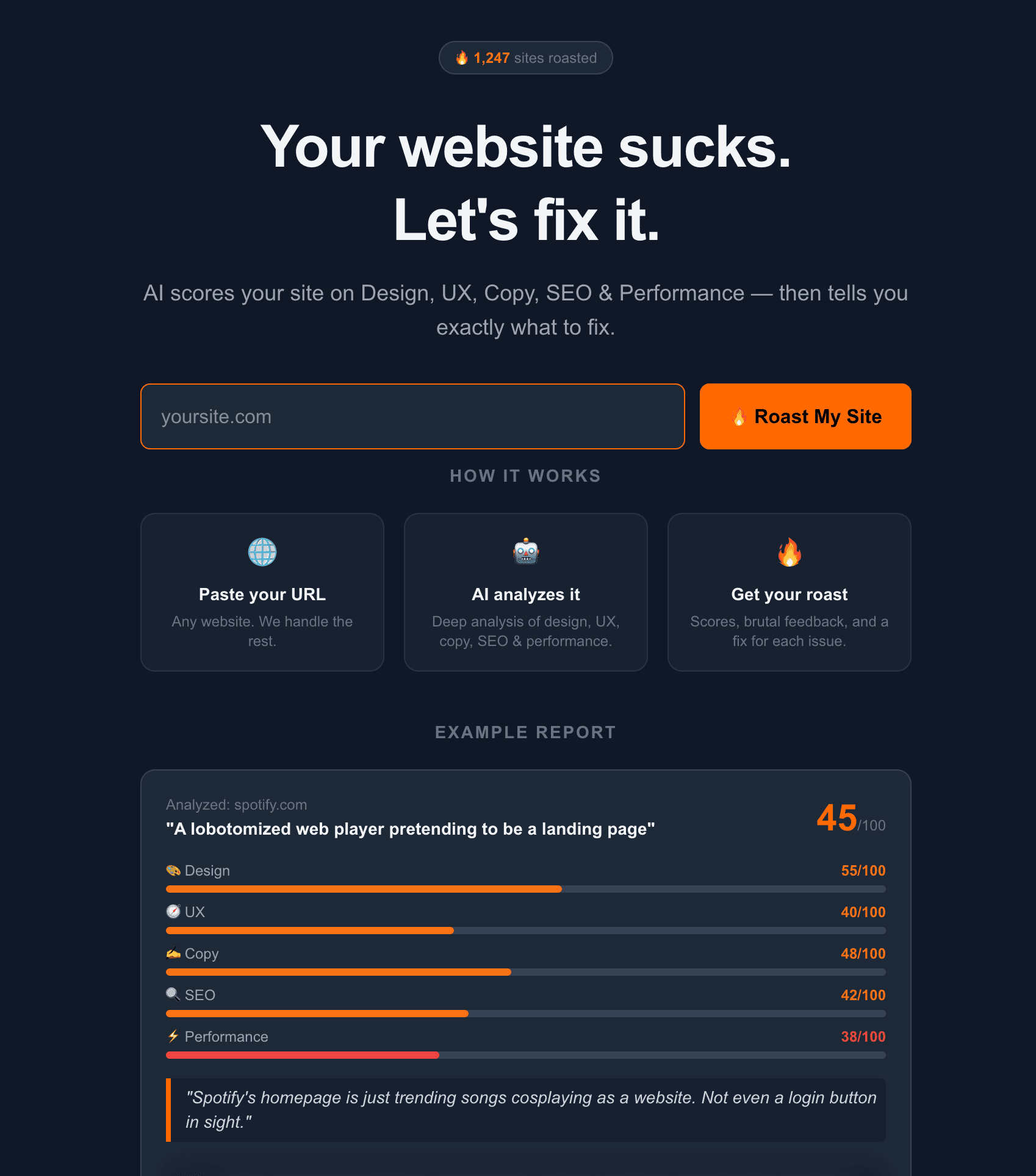 RoastMySite screenshot 1