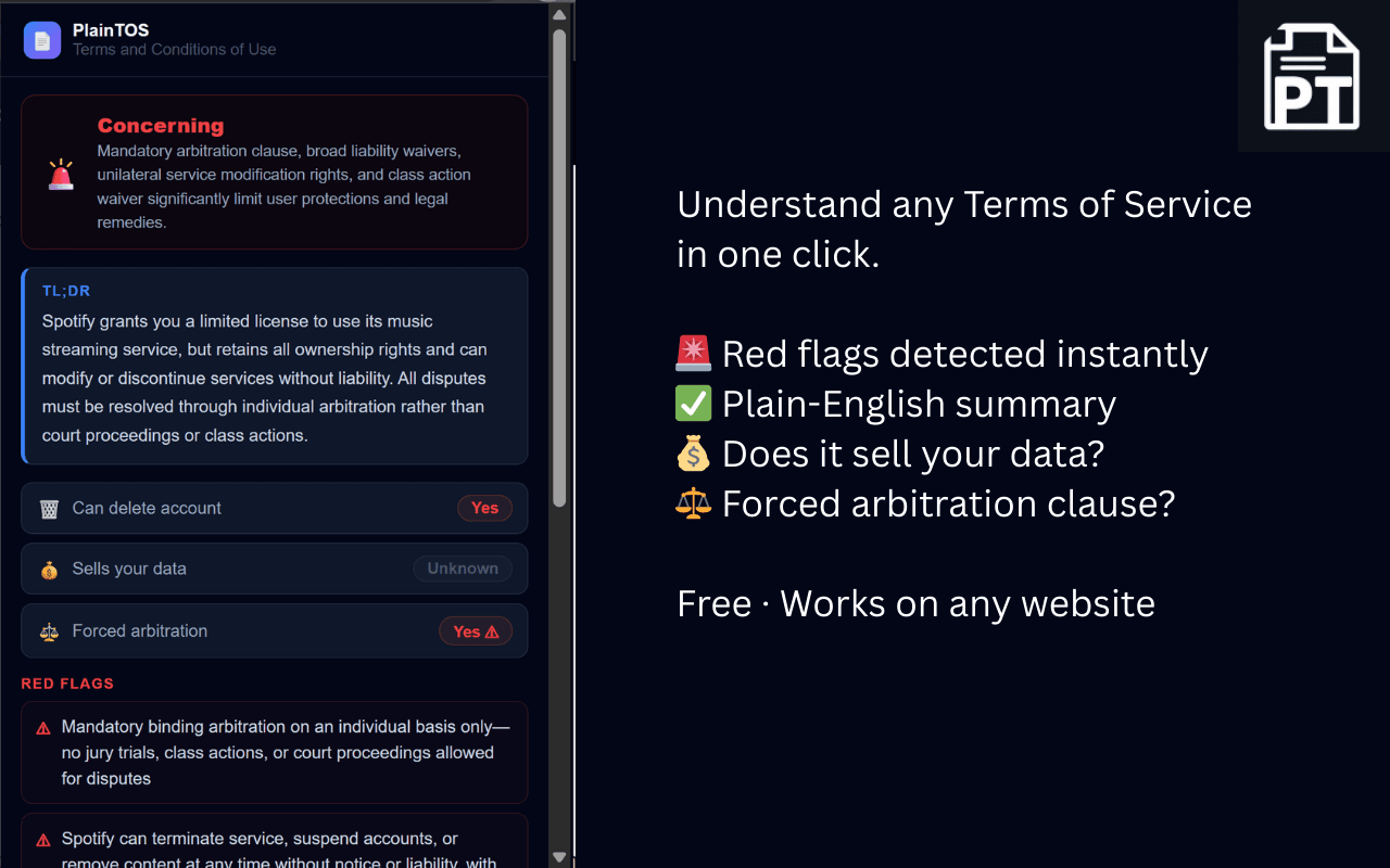 PlainTOS screenshot 1