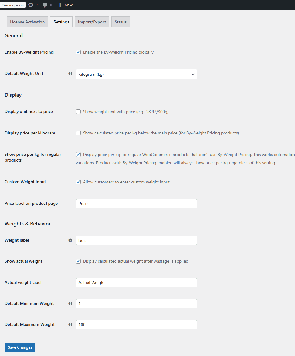 By-Weight Pricing for WooCommerce screenshot 5