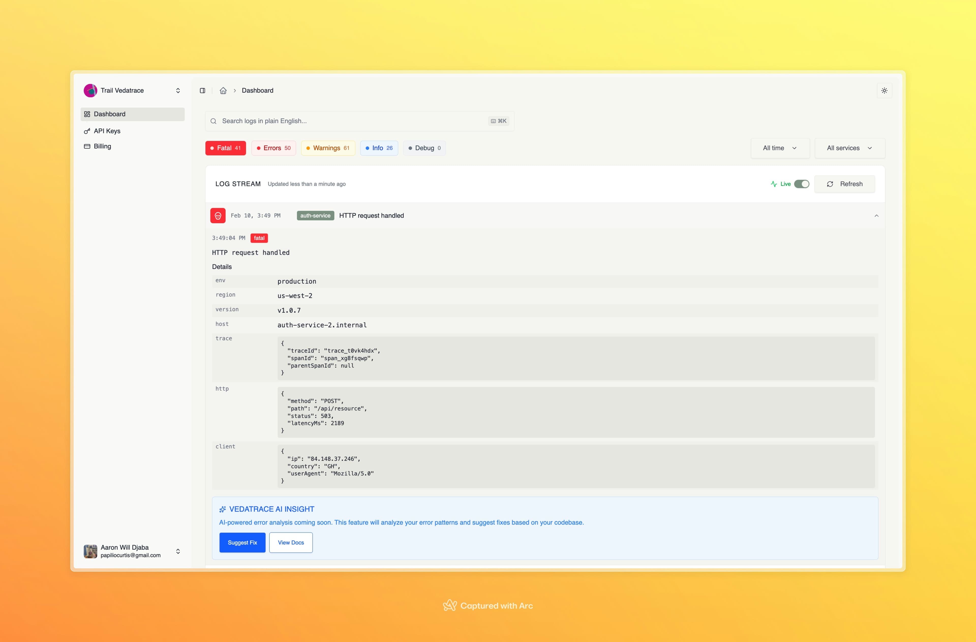 Vedatrace screenshot 2