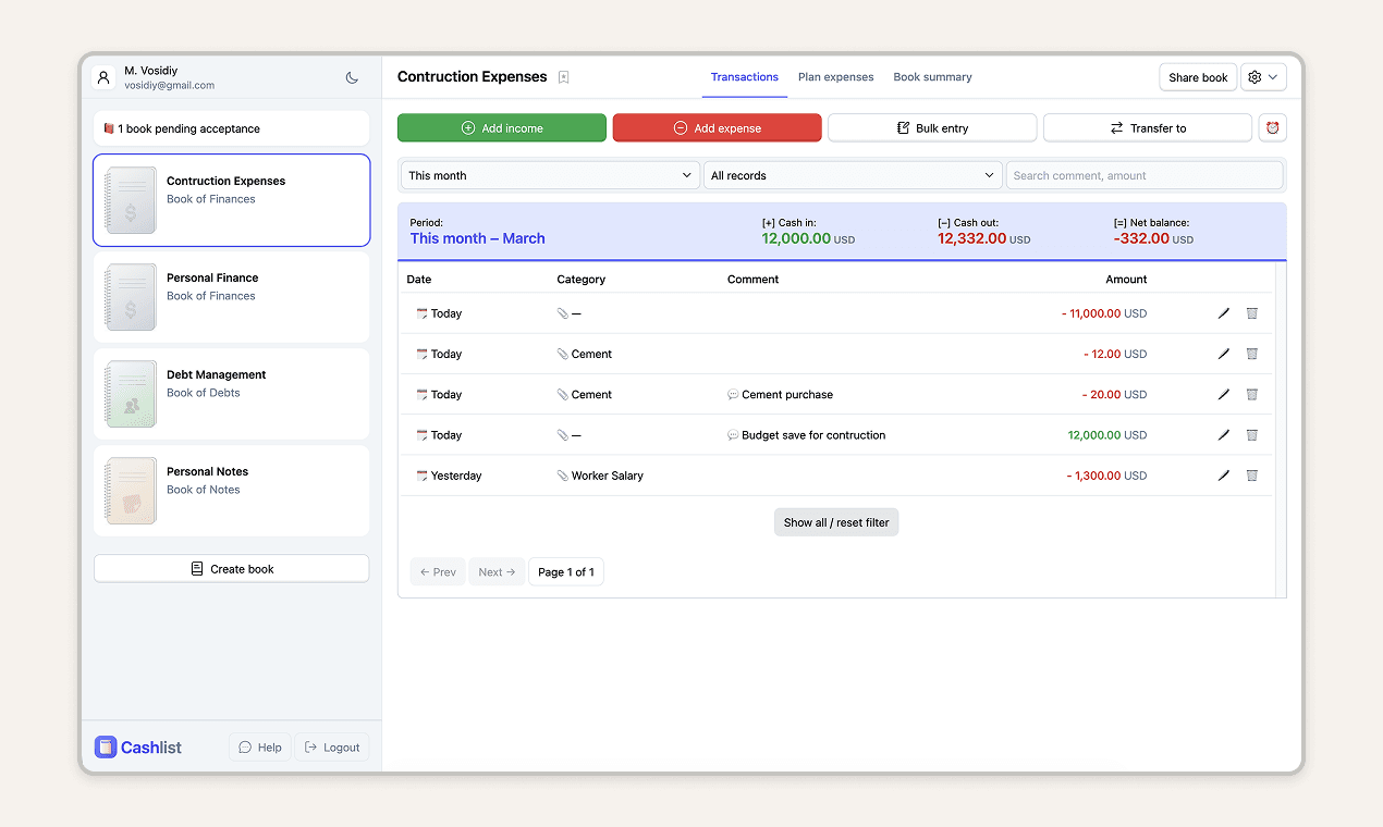 Cashlist screenshot 3