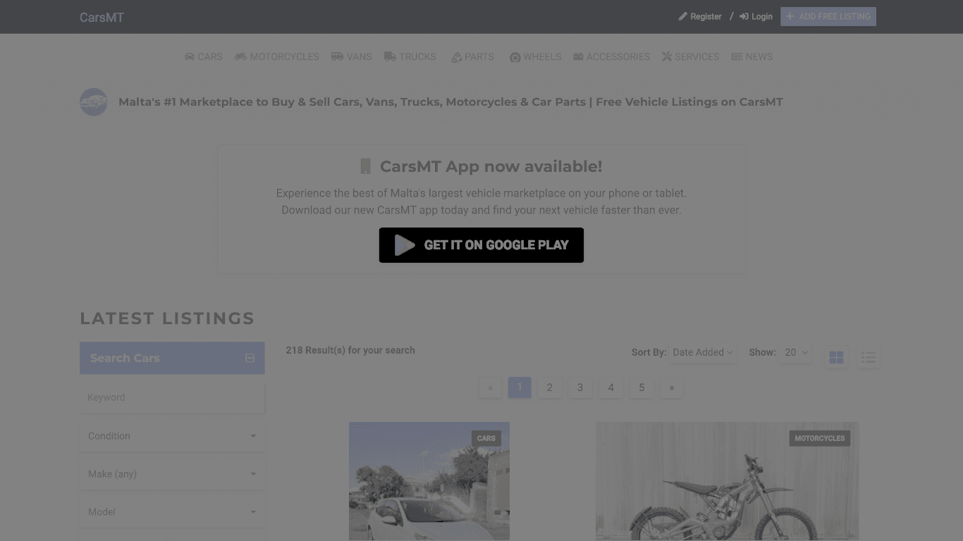 New or used Vehicles for sale in Malta screenshot 1