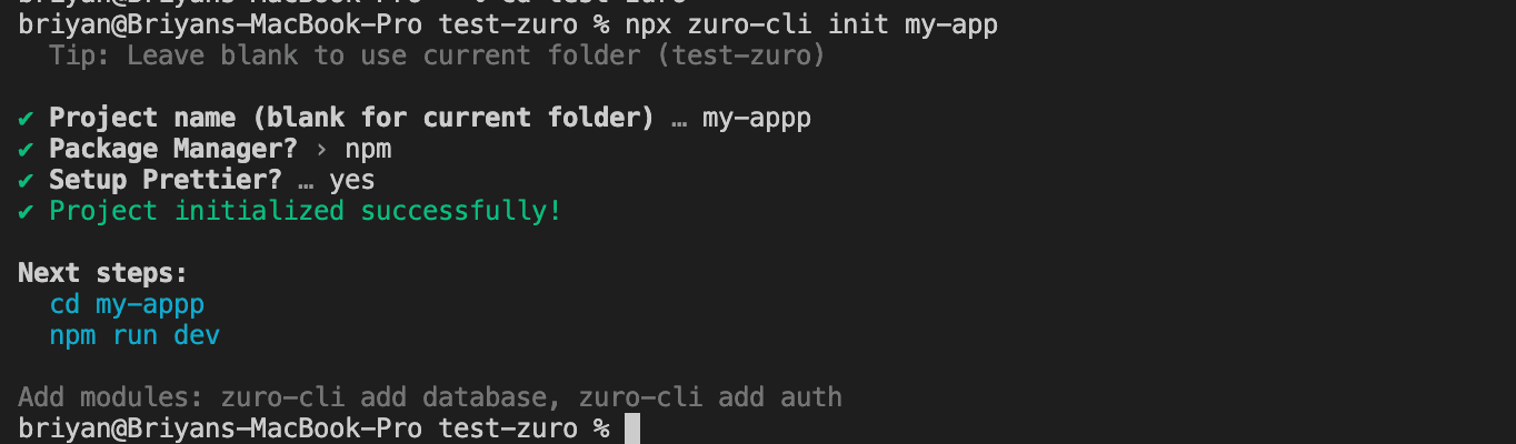 Zuro CLI screenshot 1