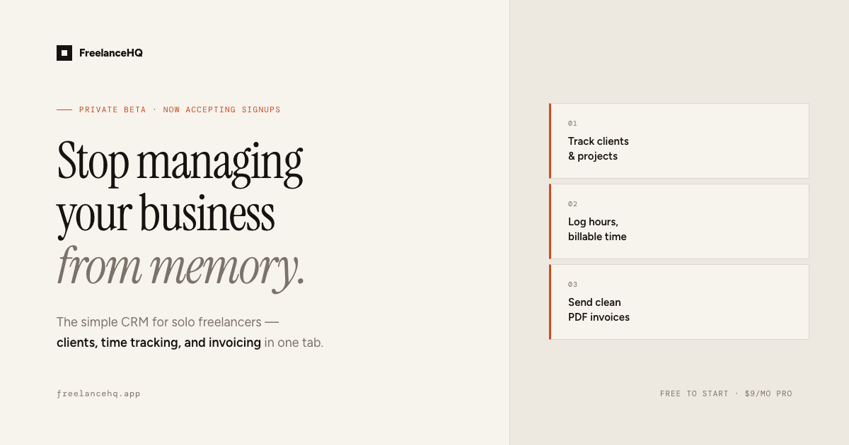 FreelanceHQ screenshot 1
